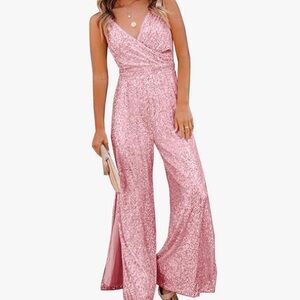 Pink sequin jumpsuit. New with tags.